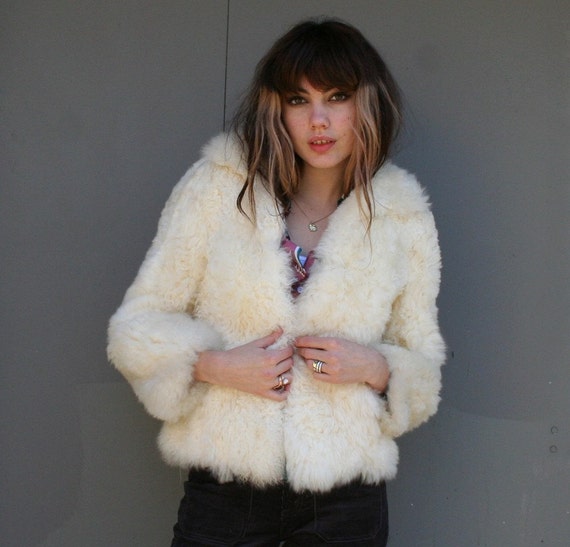 Fluffy Winter White Sheep Lamb Fur Coat by luckyvintageseattle