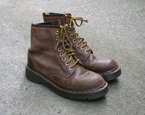 DISTRESSED Brown Leather Doc Martens Boots, 7.5-8