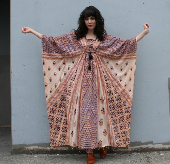 ETHNIC ADVENTURE 60s-70s Caftan Maxi Dress