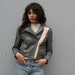 80s LEATHER JACKET / Fitted Gray & Pink Biker Jacket, xs-s