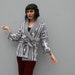 1980s BELTED CARDIGAN / Cozy Gray Ethnic People Cardi, xs-m