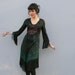 70s FRINGE DRESS / Painted Floral Stevie Nicks Dress, xs-s