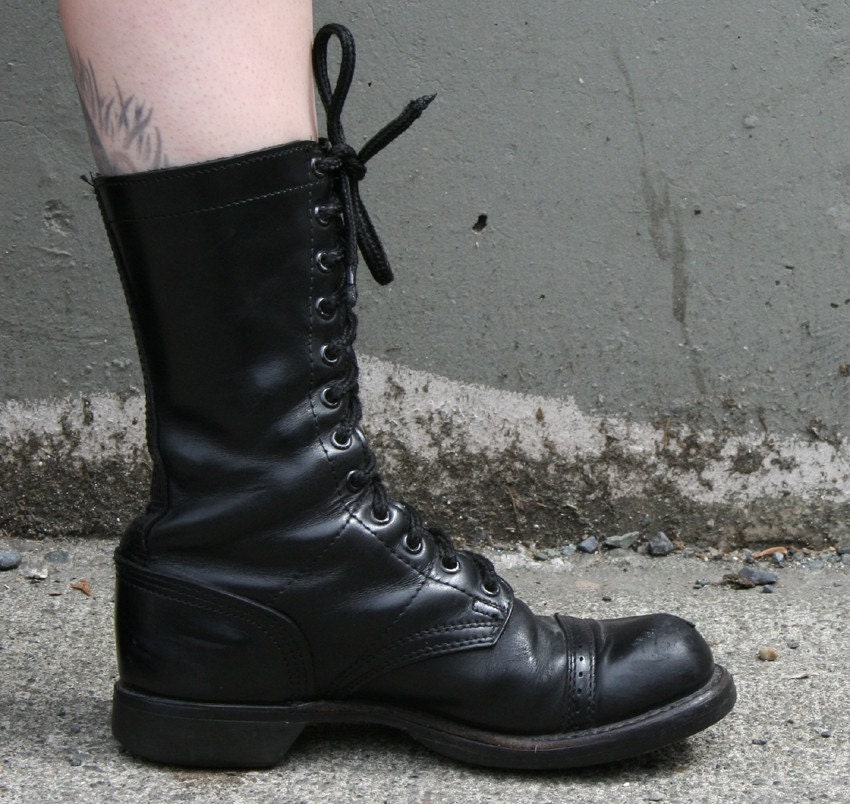 shiny tactical boots