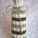 Hand Knit Wine Bottle Cozy Bag - Offwhite Chocolate Brown Tea Leaf Green