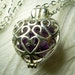 Worry Locket - purple amethyst in heart locket sterling silver necklace
