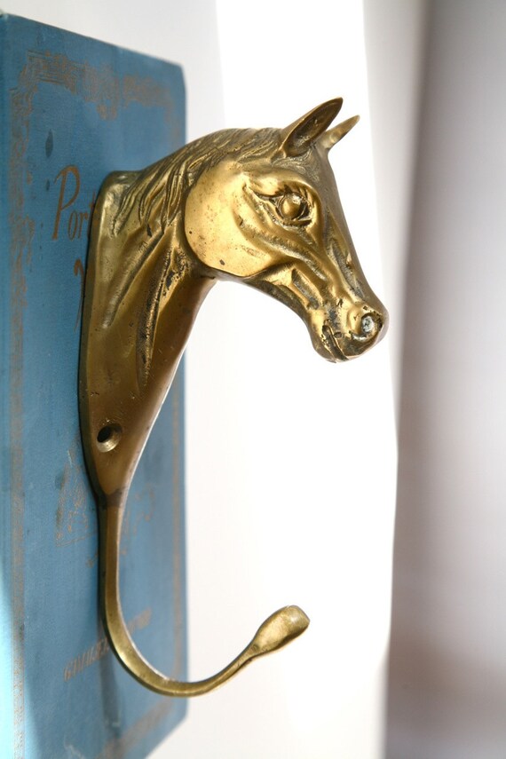 Horse Head Hook Vintage Wall Brass Hand Carved by