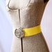 1970's Yellow Belt . Silver Rose Buckle . Spring Summer Vintage Fashion