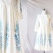 Vintage 50's 60's Dress White Blue Embroidery Button Back