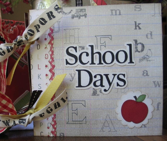 SCHOOL DAYS Scrapbook 6x6 Chipboard Memory Album Premade Pages