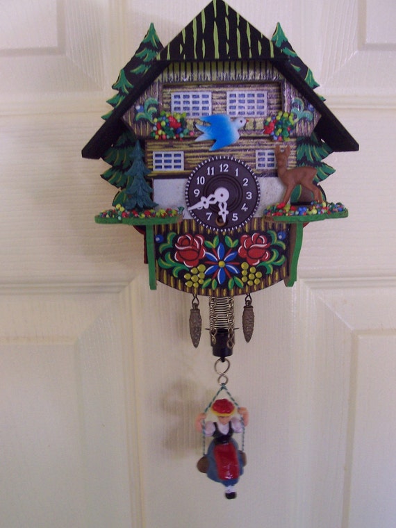 Wall Clock With Bird Coming Out Background