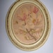 Shabby Floral Print Magnolia Blossoms Cottage Picture in Creamy Oval Frame