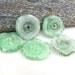 Criffles - Kryptonite and Grass Green Glow Rustic Crusty Riffle Lampwork Disc Beads set of Five
