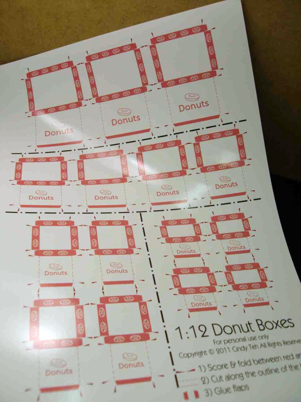 Printable PDF File Dollhouse Miniature Donut Boxes by snowfern
