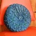 Vintage 1960s or 1970s Round Pillow Blue Floral