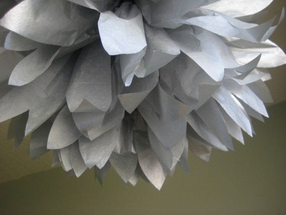Gray - 1 Large Tissue Paper Pom Pom DIY Decor Kit - Birthday Party Decoration Il_570xn