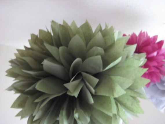 Moss - 1 Large Tissue Pom - Outdoor Fairy Princess Party Decoration Il_570xn