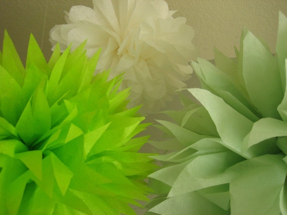 Margarita - 10 Tissue Paper Pom Poms Decoration Party - DIY Kit Gender Neutral Baby Shower Fiesta - Cinco De Mayo - Cactus Agave Green Il_570xn