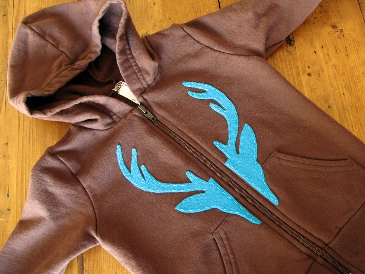 Appliqued Toddler Hoodie Deer Head 4T