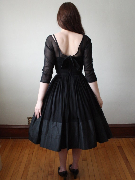 1950s black cocktail dress