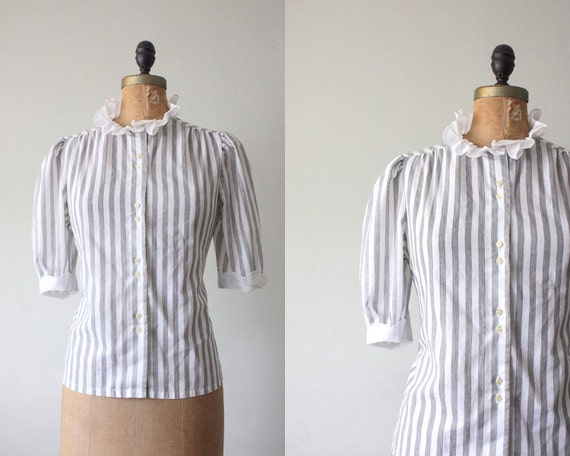 1970's striped ruffle blouse by 1919vintage on Etsy