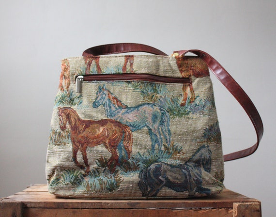 vintage horse tapestry purse