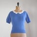 1970s sweater - vintage blue lace peter pan collar sweater