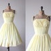 50s dress - yellow dress - 1950s cocktail dress