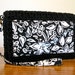 Organizer wallet wristlet in black and white floral
