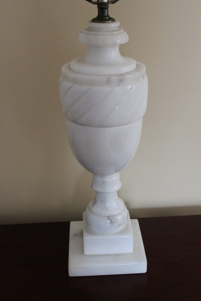 Vintage Alabaster White Marble Urn Style Table Lamp