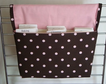 40% Off Coupon Organizer / Budget Organizer Holder - Attaches To Your Shopping Cart/ Brown with Pink Dots
