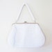 Vintage 1960s MAD MEN Purse 60s Handbag White BRASS Beaded Beads Sparkle Indie Hipster Sixties