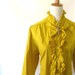 Vintage MUSTARD 1960s Ruffled Blouse PLUS SIZED Xxl Xxxl Full Figured Yellow Boho Ruffles