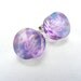 Circle Earring Studs, Post Earrings Lavender Flower Pattern Acrylic jewelry Handmade