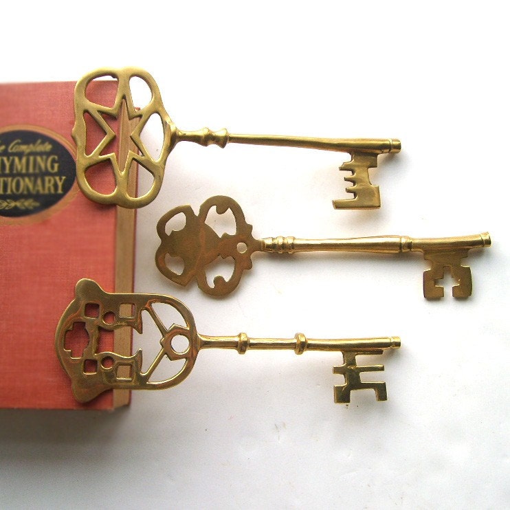 Set Of Three Large Brass Decorative Keys