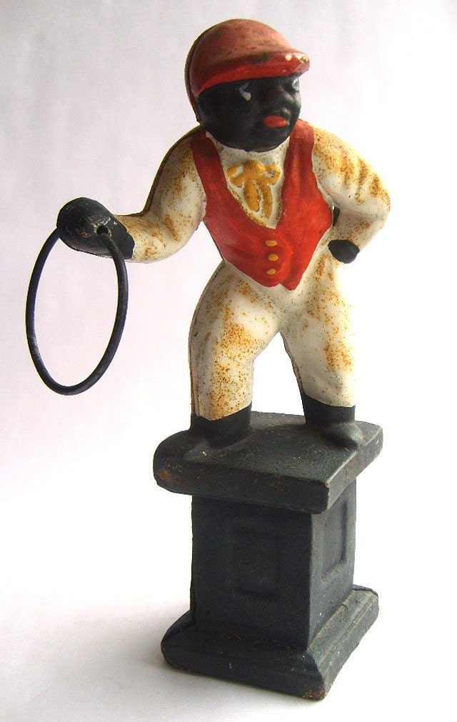 Black Americana. Cast Iron Lawn Jockey Ornament