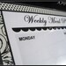 Weekly Menu Planner Black and White Polka Dots and Flourished All in One