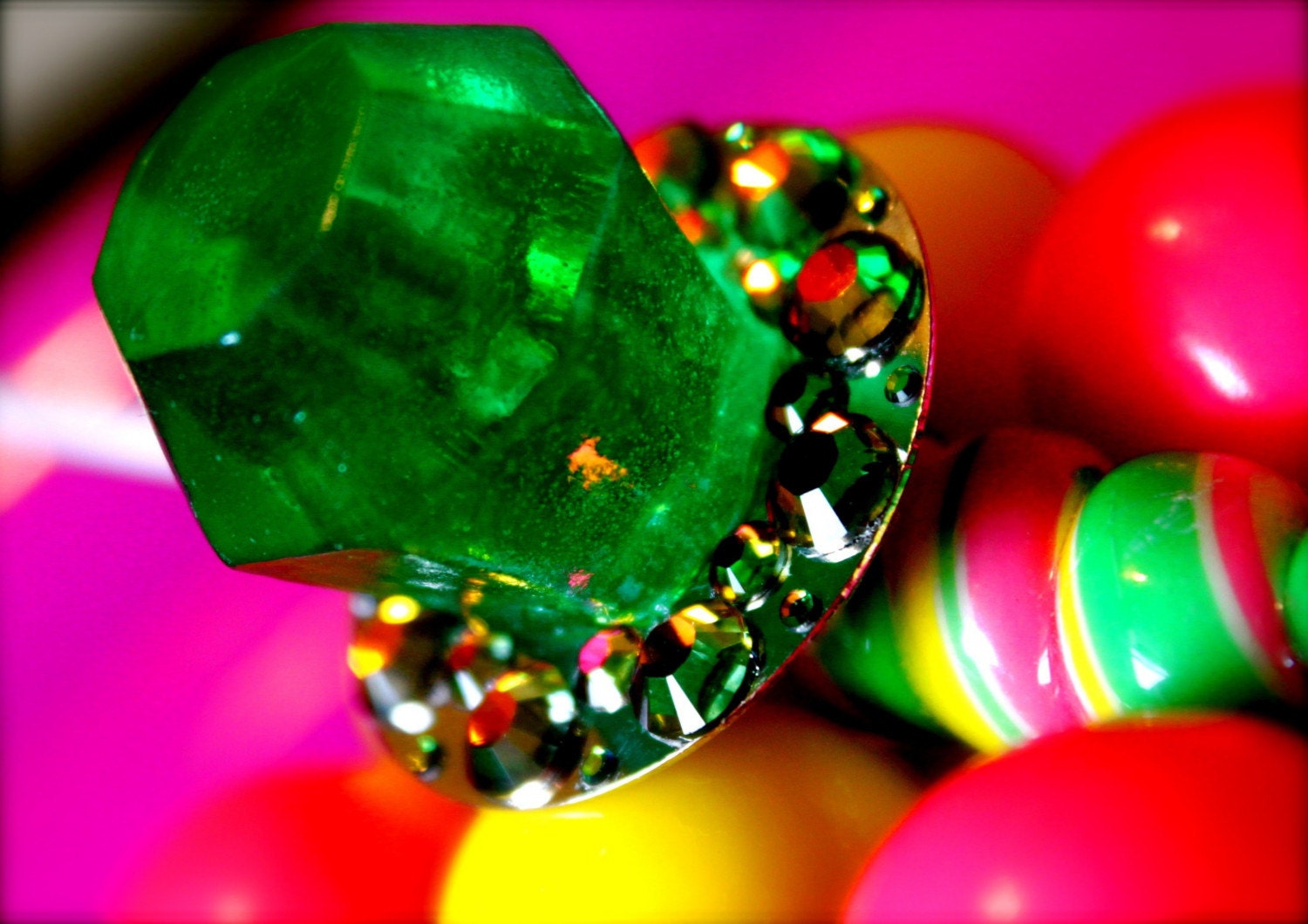 Sour Apple Candy Glam Ring Pop Resin Ring by athinalabella on Etsy