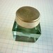 Glass and Metal Inkwell and Pen