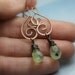 Spring Green Prehnite Briolettes with Hammered Copper Earrings