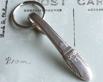 Spoon Key Chain Spoon Key Ring Vintage Silver Plate Silverware Keychain First Love