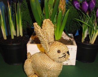 Instant Digital File PDF Download Golden Bunny Rabbit Toy knitting pattern pdf