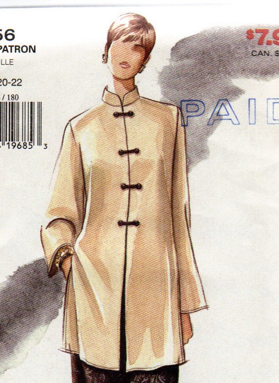 Womens Mandarin Collar Tunic with Frog Closures Pattern