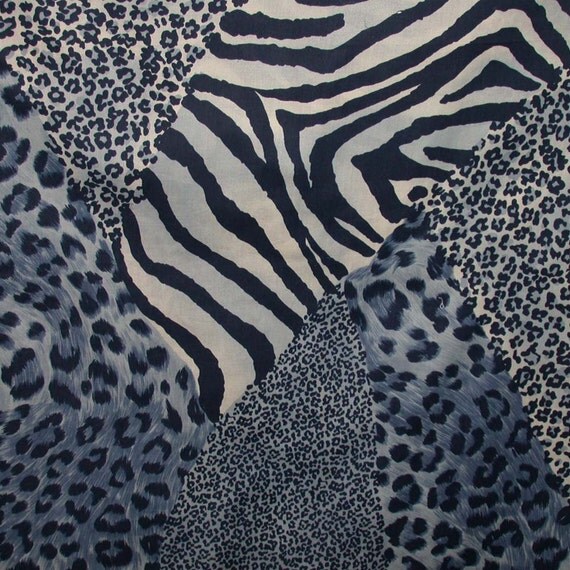 Country Blue Navy Animal Print Cotton Fabric