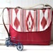 SALE - Medium Messenger bag / Cross body bag / Travel bag in soft dark pink garnet Southwest IKAT IPAD / Ready to ship