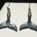 Silver Color Whale's Tail, Fluke, Dangle Earrings