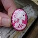 Adjustable Fushia And White She Skull And Brass Ring