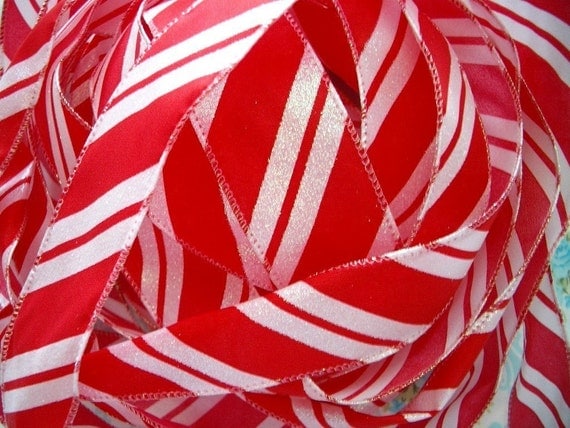 Candy Cane Striped Wired Ribbon by sugarpinkboutique on Etsy