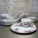 Vintage Tea Luncheon Dish Set MOSS ROSE Tea Cup & Plate Service For 5 Porcelain China Japan Romantic Scallop Shell Shape, Snack