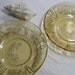 Pair of 1930s Cabbage Rose Depression Glass Berry Bowls AMBER