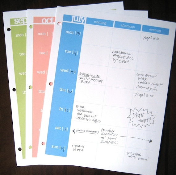 Printable Weekly Calendar with Color Coded Months by gigigreetings